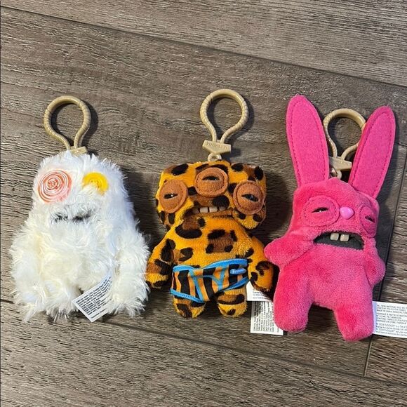 NWOT Zuru Fuggler Funny Ugly Monster Plushie Keychain Bag Charm Set of Three - Picture 1 of 7